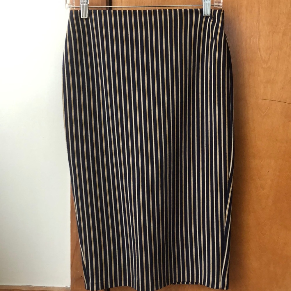 Zara Skirt! Navy with yellow and white strips!